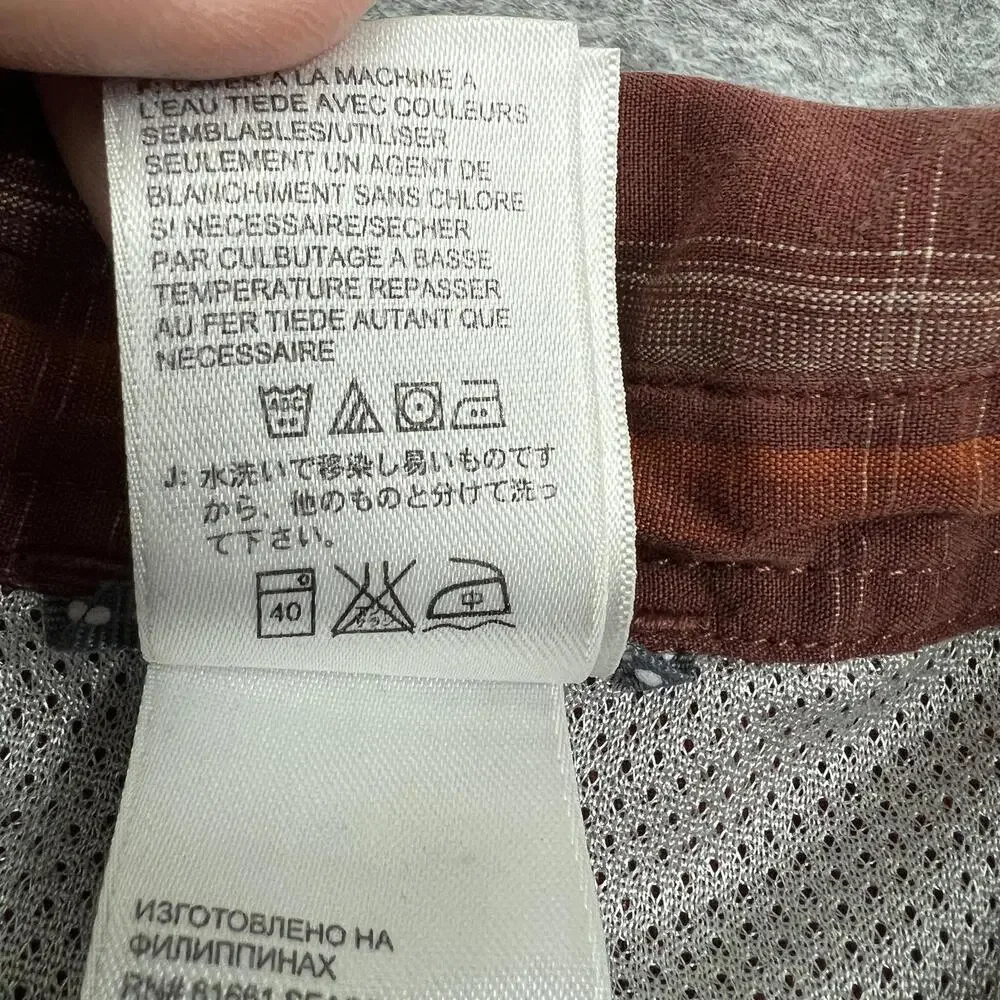 The North Face Shirt Mens M Red Brown Plaid Button Up Casual Pocket Outdoors